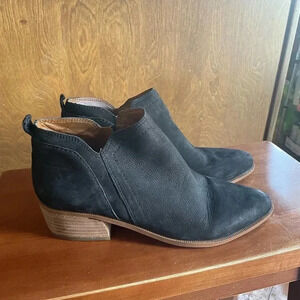 Franco Sarto | Laslo Soft Nubuck Suede‎ Ankle Boots Side Zips Stacked Hee…